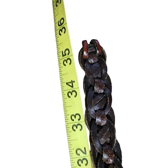 Girls Accessories, Brown Leather Braided Waist Belt, Sz S - Picture 3 of 6